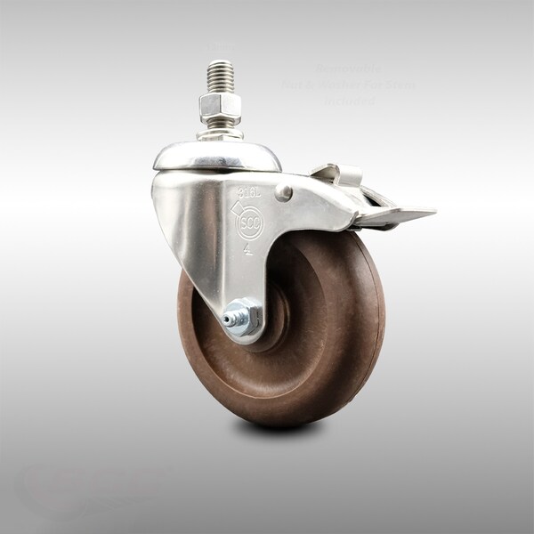 Service Caster 4 Inch 316SS High Temp Glass Filled Nylon 12mm Stem Caster Total Lock Brake SCC-SS316TSTTL20S414-GFNSHT-M1215 - main